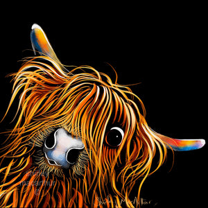 ‘ A Weee Cooo on BLaCK SQuaRe’ ‘ FRoM £7.99 Highland Cow Print by Shirley MacArthur