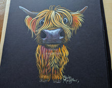 ORiGiNaL HiGHLaND CoW WaTeRCoLouR PaiNTiNG ' Bertie ‘ by SHiRLeY MacARTHuR