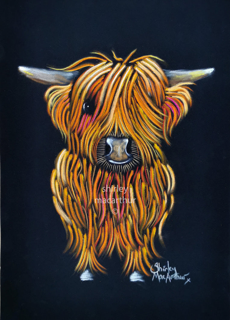 ORiGiNaL HiGHLaND CoW PaSTeL PaiNTiNG ' THe GiNGeR ONe ‘