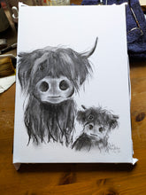 CHaRCoaL ORiGiNaLS!  HiGHLaND CoW PaiNTiNG - No 30