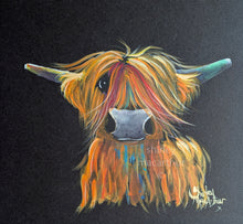 ORiGiNaL HiGHLaND CoW WaTeRCoLouR PaiNTiNG ' Freedom! ‘ by SHiRLeY MacARTHuR