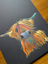 ORiGiNaL HiGHLaND CoW WaTeRCoLouR PaiNTiNG ' Freedom! ‘ by SHiRLeY MacARTHuR