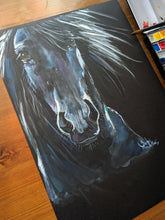 Original Black Friesian Horse Watercolour Painting ' Friesian Drerams  ‘ by SHiRLeY MacARTHuR