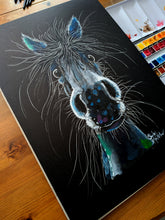 Original Black Friesian Horse Watercolour Painting ' Friesian Friend  ‘ by SHiRLeY MacARTHuR