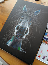 Original Black Friesian Horse Watercolour Painting ' Friesian Friend  ‘ by SHiRLeY MacARTHuR