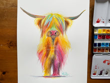 Original Highland Cow Watercolour Painting ' HoLLY  ‘ by SHiRLeY MacARTHuR