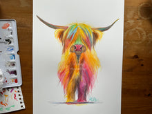 Original Highland Cow Watercolour Painting ' HoLLY  ‘ by SHiRLeY MacARTHuR