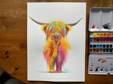 Original Highland Cow Watercolour Painting ' HoLLY  ‘ by SHiRLeY MacARTHuR