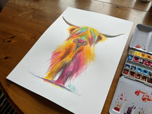 Original Highland Cow Watercolour Painting ' HoLLY  ‘ by SHiRLeY MacARTHuR