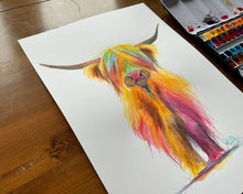 Original Highland Cow Watercolour Painting ' HoLLY  ‘ by SHiRLeY MacARTHuR