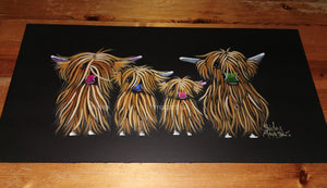 ORiGiNaL HiGHLaND CoW PaiNTiNG ' La Familia The Ginger Ones ‘ by SHiRLeY MacARTHuR