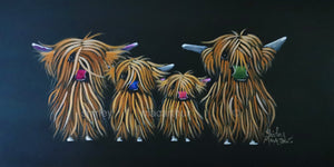 ORiGiNaL HiGHLaND CoW PaiNTiNG ' La Familia The Ginger Ones ‘ by SHiRLeY MacARTHuR