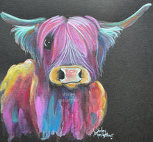ORiGiNaL HiGHLaND CoW WaTeRCoLouR PaiNTiNG ' Matilda ‘ by SHiRLeY MacARTHuR