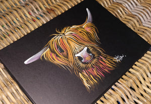 ORiGiNaL HiGHLaND CoW PaSTeL PaiNTiNG ' MooSe ‘ by SHiRLeY MacARTHuR