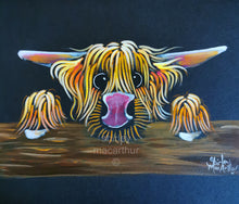 ORiGiNaL HiGHLaND CoW PaiNTiNG ' On THe FeNCe ‘ by SHiRLeY MacARTHuR