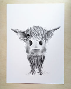 CHaRCoaL ORiGiNaLS!  HiGHLaND CoW PaiNTiNG - No 25