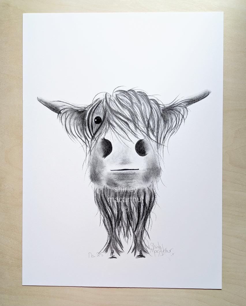 CHaRCoaL ORiGiNaLS!  HiGHLaND CoW PaiNTiNG - No 25