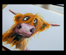 ORiGiNaL HiGHLaND CoW PaiNTiNG ' Rough and Ready ‘ by SHiRLeY MacARTHuR