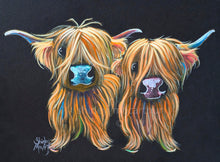 ORiGiNaL HiGHLaND CoWS WaTeRCoLouR PaiNTiNG ' Saturday & Sunday ‘ by SHiRLeY MacARTHuR