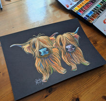 ORiGiNaL HiGHLaND CoWS WaTeRCoLouR PaiNTiNG ' Saturday & Sunday ‘ by SHiRLeY MacARTHuR