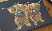 ORiGiNaL HiGHLaND CoWS WaTeRCoLouR PaiNTiNG ' Saturday & Sunday ‘ by SHiRLeY MacARTHuR
