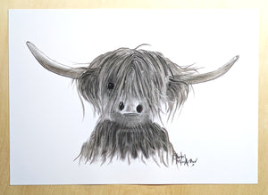 CHaRCoaL ORiGiNaLS!  HiGHLaND CoW PaiNTiNG - No 28