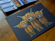 ORiGiNaL HiGHLaND CoW WaTeRCoLouR PaiNTiNG ' The Highlands ‘ by SHiRLeY MacARTHuR