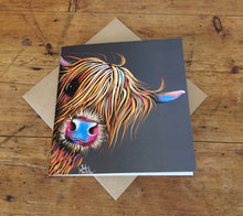 HiGHLaND CoW GReeTiNGS CaRD ‘ SuGaR LuMP oN GReY ‘