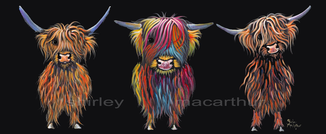 ' ALL THRee '  HiGHLaND CoW PRiNT, WaLL ART