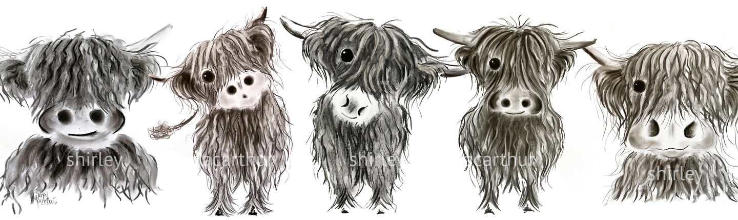 ALL iN a RoW   HiGHLaND CoW PRiNT