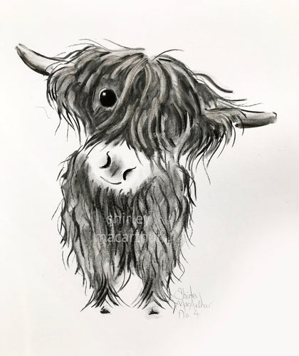 CHaRCoaL ORiGiNaLS! HiGHLaND CoW PaiNTiNGS - No 4