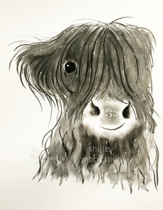 CHaRCoaL ORiGiNaLS! HiGHLaND CoW PaiNTiNGS - No 3