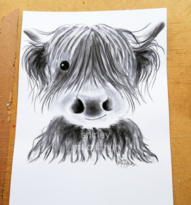 CHaRCoaL ORiGiNaLS! HiGHLaND CoW PaiNTiNGS - No 1