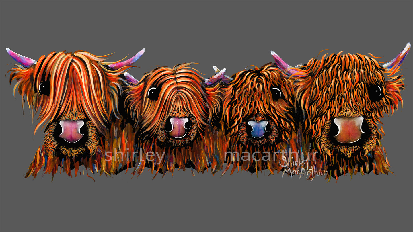 ' THe GiNGeR NuTS oN GReY ‘ HiGHLaND CoW PRiNT, WaLL ART - BY SHiRLeY MacARTHuR