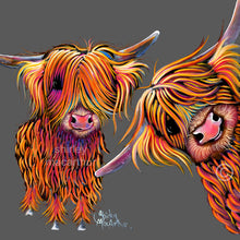 HiGHLaND CoW GReeTiNGS CaRD ‘ LoLLY & PoP oN GReY ‘