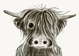 CHaRCoaL ORiGiNaLS! HiGHLaND CoW PaiNTiNGS - No 5
