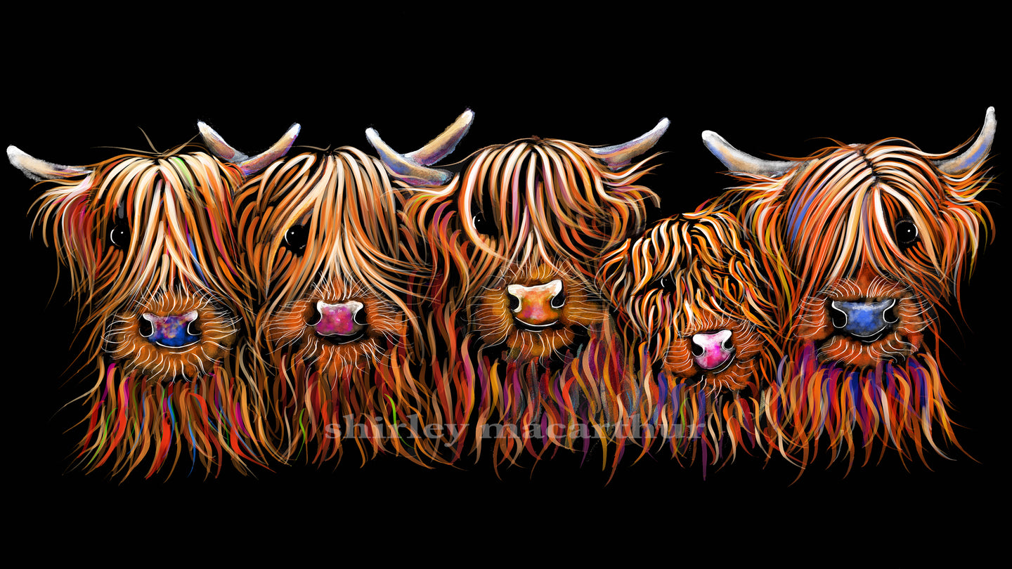 Highland Cow Prints 'The Hairy Bunch of Coos'' by Shirley MacArthur